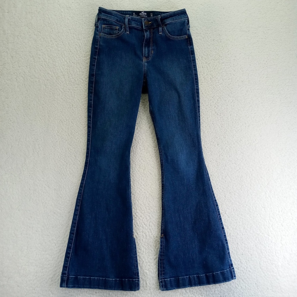 Hollister High Rise Vintage Flare Jeans Dark Wash Soft Stretch Size 1S W25 L30